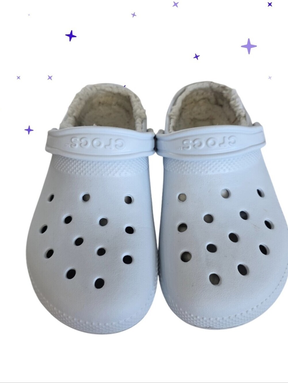 Crocs Clogs Women's Size 7 Blue Faux Fur Lined Comfort Shoes Casual Slip On